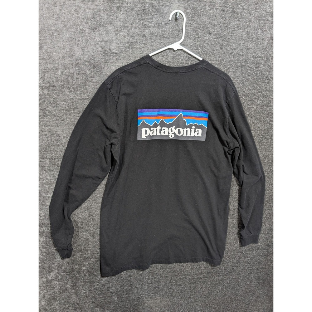 Patagonia Mens Responsibili-Tee Long Sleeve P-6 Logo Shirt Black XL Regular Fit